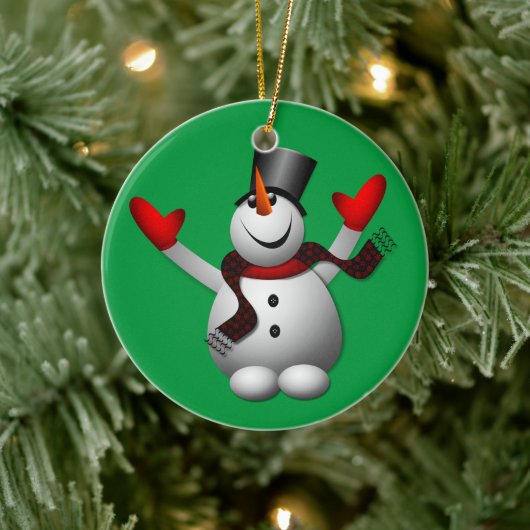 Happy Snowman Keramisch Ornament (Boom)