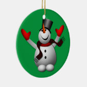 Happy Snowman Keramisch Ornament (Rechts)