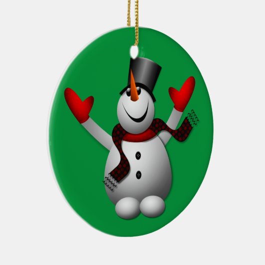 Happy Snowman Keramisch Ornament (Rechts)