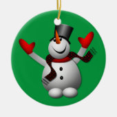 Happy Snowman Keramisch Ornament (Voorkant)
