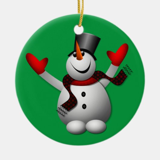 Happy Snowman Keramisch Ornament (Voorkant)