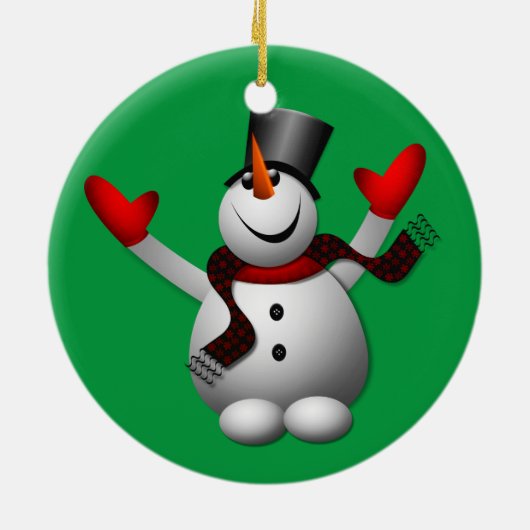 Happy Snowman Keramisch Ornament (Achterkant)