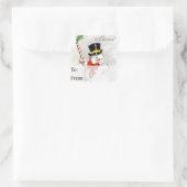  Happy Snowman-kerstcadeauLabel Vierkante Sticker (Tas)