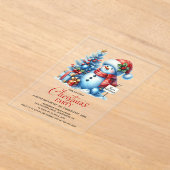 Happy Snowman kerstfeest Acryl Uitnodigingen (Laagn)