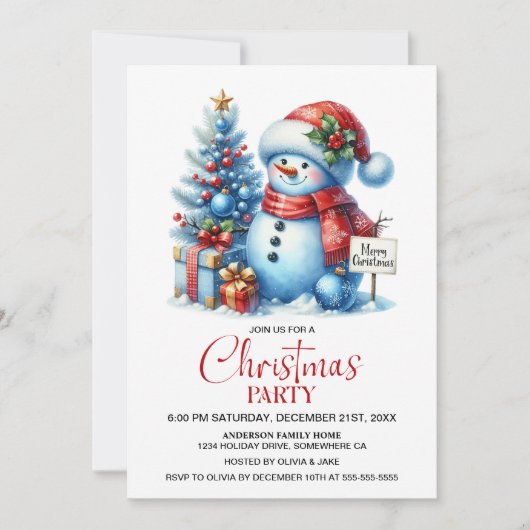 Happy Snowman kerstfeest Kaart (Voorkant)