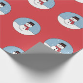 Happy Snowman Kerstfeestdag Cadeaupapier (Hoek)