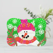 Happy Snowman Kerstfeestdag Feestdagenkaart (Staand voorkant)