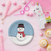 Happy Snowman Kerstfeestdag Papieren Bordje (Feest)