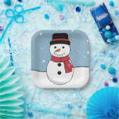 Happy Snowman Kerstfeestdag Papieren Bordje (Feest)