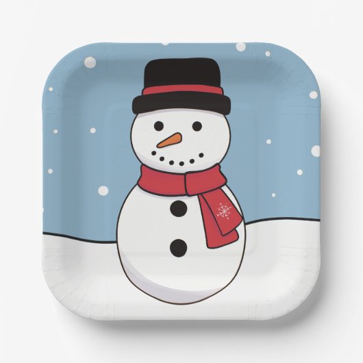 Happy Snowman Kerstfeestdag Papieren Bordje (Voorkant)