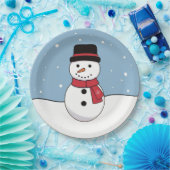 Happy Snowman Kerstfeestdag Papieren Bordje (Feest)