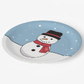Happy Snowman Kerstfeestdag Papieren Bordje (Gekanteld)
