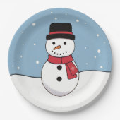 Happy Snowman Kerstfeestdag Papieren Bordje (Voorkant)
