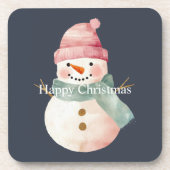 Happy Snowman Kerstmis Bier Onderzetter (Voorkant)