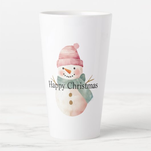 Happy Snowman Kerstmis Latte Mok (Voorkant)