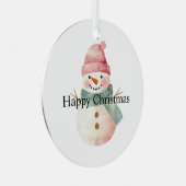 Happy Snowman Kerstmis Metalen Ornament (Voorkant Rechts)