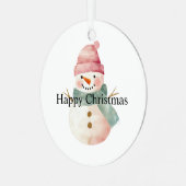 Happy Snowman Kerstmis Metalen Ornament (Voorkant links)