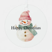Happy Snowman Kerstmis Metalen Ornament (Voorkant)