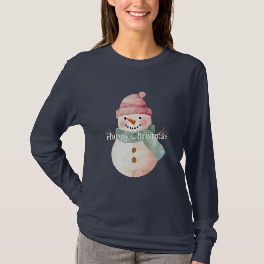 Happy Snowman Kerstmis T-shirt (Voorkant)