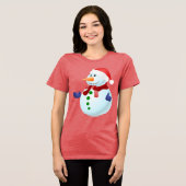 Happy Snowman Kerstmis Tri-Blend Shirt (Voorkant volledig)