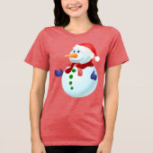 Happy Snowman Kerstmis Tri-Blend Shirt (Voorkant)