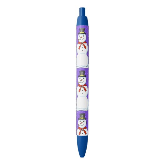 Happy Snowman kerstpen Zwarte Inkt Pen (Voorkant Verticaal)