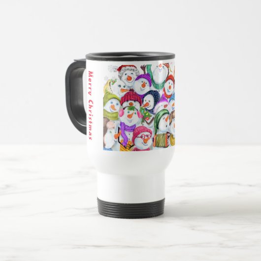 Happy Snowman Kerstreismok Reisbeker (Voorkant links)