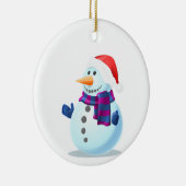 Happy Snowman kerstversiering Keramisch Ornament (Rechts)