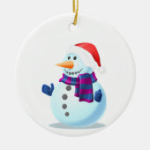 Happy Snowman kerstversiering Keramisch Ornament (Voorkant)