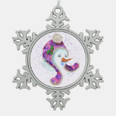 Happy Snowman kerstversiering Tin Sneeuwvlok Ornament (Voorkant)