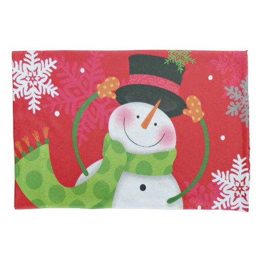 Happy Snowman Kussensloop (Voorkant)