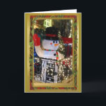 Happy Snowman Lights NYC Streets  Lijst Feestdagen Kaart<br><div class="desc">Mooie "Happy Snowman in NYC" kaart. Unieke en bijzondere foto en design. Hoesje foto is in een prachtig  goud/groen/rood lijst.</div>
