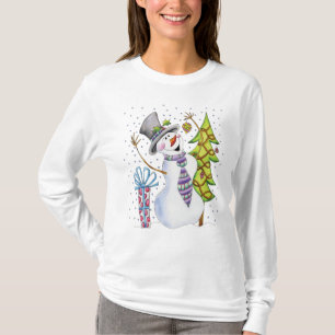 Happy Snowman Long Sleve T - Kerstjumper T-shirt