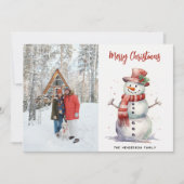 Happy Snowman Merry Christmas Aangepaste naam en f Feestdagenkaart (Voorkant)