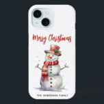 Happy Snowman Merry Christmas Custom familienaam iPhone 15 Case<br><div class="desc">Deze feestelijke "Happy Snowman" telefoonhoes is een vrolijke manier om je telefoon te beschermen en tegelijkertijd een vleugje vakantiegevoel toe te voegen. Met een schattige sneeuwman in gezellige winterkledij en de feestelijke boodschap "Merry Christmas", brengt dit hoesje een speelse, seizoensgebonden sfeer naar uw dagelijkse apparaat. met uw familienaam, wordt het...</div>