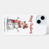 Happy Snowman Merry Christmas Custom familienaam Case-Mate iPhone Case (Achterkant (horizontaal))