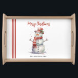 Happy Snowman Merry Christmas Custom familienaam Dienblad<br><div class="desc">Deze heerlijke "Happy Snowman" dienblad is de perfecte manier om een vleugje vakantie juichen toe te voegen aan uw vermakelijke. Met een schattige sneeuwman in gezellige winterkleding naast de feestelijke boodschap "Vrolijk kerstfeest", combineert deze lade praktische bruikbaarheid met een speels, feestelijk ontwerp. met uw familienaam, wordt het een uniek middelpunt...</div>