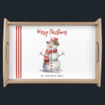 Happy Snowman Merry Christmas Custom familienaam Dienblad<br><div class="desc">Deze heerlijke "Happy Snowman" dienblad is de perfecte manier om een vleugje vakantie juichen toe te voegen aan uw vermakelijke. Met een schattige sneeuwman in gezellige winterkleding naast de feestelijke boodschap "Vrolijk kerstfeest", combineert deze lade praktische bruikbaarheid met een speels, feestelijk ontwerp. met uw familienaam, wordt het een uniek middelpunt...</div>