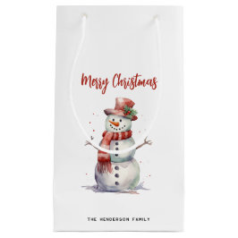 Happy Snowman Merry Christmas Custom familienaam Klein Cadeauzakje
