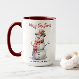 Happy Snowman Merry Christmas Custom familienaam Mok
