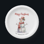 Happy Snowman Merry Christmas Custom familienaam Papieren Bordje<br><div class="desc">Deze feestelijke "Happy Snowman" papieren borden zijn de perfecte aanvulling op uw vakantie bijeenkomsten, brengen charme en vrolijkheid aan uw tafel. Met een vrolijke sneeuwman gekleed in gezellige winterkledij met de feestelijke boodschap "Vrolijk kerstfeest", voegen deze borden een speelse vakantietoets toe aan elke maaltijd. U kunt ze personaliseren met uw...</div>