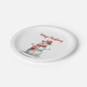 Happy Snowman Merry Christmas Custom familienaam Papieren Bordje (Gekanteld)