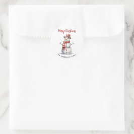 Happy Snowman Merry Christmas Custom familienaam Ronde Sticker