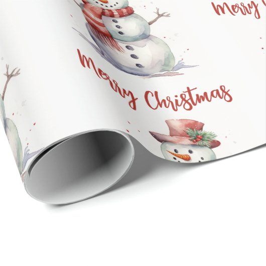 Happy Snowman Merry Kerstmis Cadeaupapier (Rol Hoek)