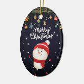 Happy Snowman Merry Kerstmis Keramisch Ornament (Links)