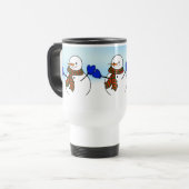 Happy Snowman met blauwe wanten Reisbeker (Voorkant links)