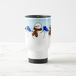 Happy Snowman met blauwe wanten Reisbeker