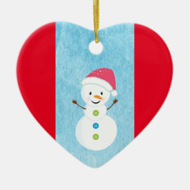 Happy Snowman met ik hou van je bewerkbare tekst Keramisch Ornament