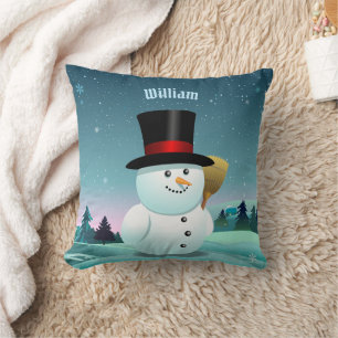 Happy Snowman met Pet uit de top van de vilt Kussen