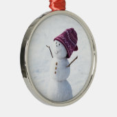 Happy Snowman Metalen Ornament (Rechts)